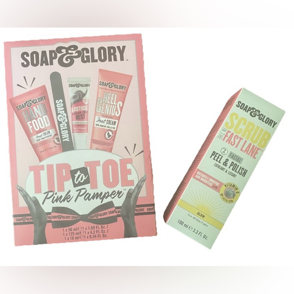 Soap & Glory Pink Collection~~Pampering Pedicure & Brightening Facial Scrub~~🩷